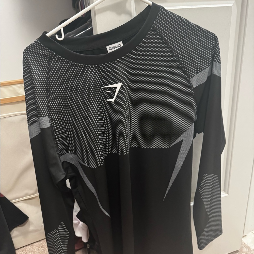 Gymshark Onyx 5.0 Seamless Long Sleeve T-Shirt Black/Light Grey, Medium
